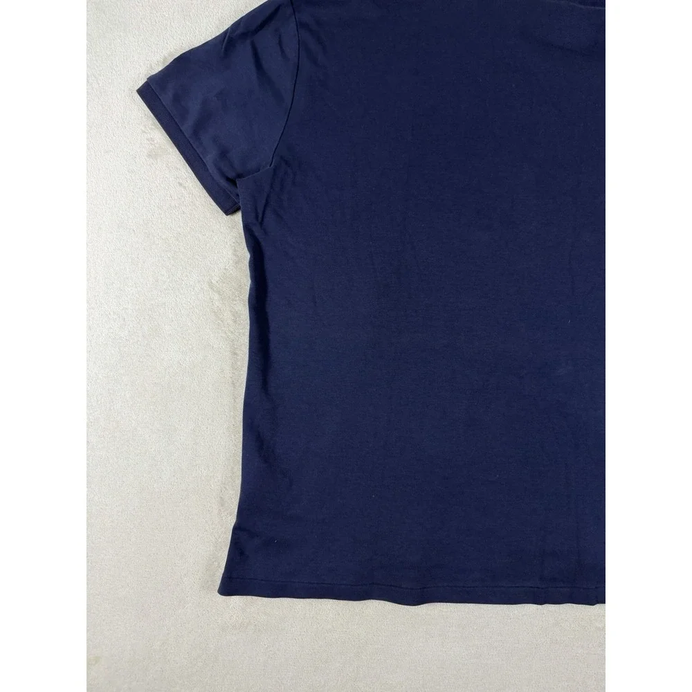 Polo Ralph Lauren Custom Slim Fit Polo Shirt Mens XL Blue Cotton Mesh Brown Pony